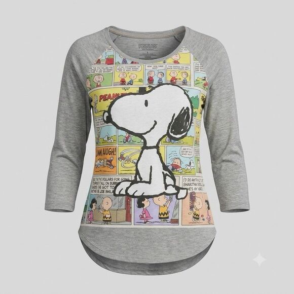 Peanuts Other - Peanuts Snoopy Comic Strip Graphic Gray Long Sleeve T-Shirt Women's Size Large